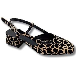 Bellezza - Leopar Desenli Suni Deri Kadın Topuklu Sandalet - Bellezza - LEOPAR - 36