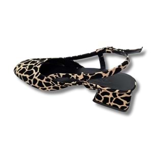 Bellezza - Leopar Desenli Suni Deri Kadın Topuklu Sandalet - Bellezza - LEOPAR - 36