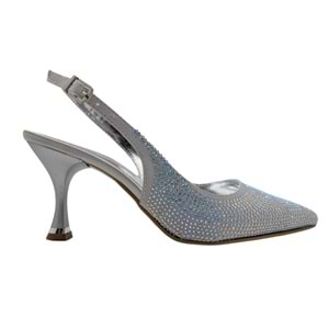 Christine | Taşlı Arkası Açık Stiletto - Christine - GÜMÜŞ - 40