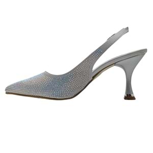 Christine | Taşlı Arkası Açık Stiletto - Christine - GÜMÜŞ - 40