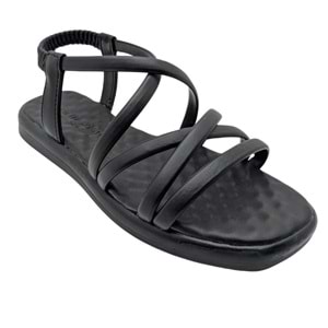 Jossely | Kadın Arkası Lastikli Düz Sandalet - SİYAH - 40