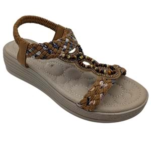 Sereniva - Kadın Hafif Dolgu Topuklu Taşlı Sandalet - TARÇIN - 40