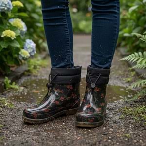 Belle Pluie - Kadın Konçlu Yağmur Çizmesi - KIRMIZI - 40
