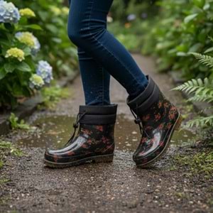 Belle Pluie - Kadın Konçlu Yağmur Çizmesi - KIRMIZI - 40