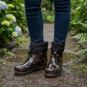 Belle Pluie - Kadın Konçlu Yağmur Çizmesi - KIRMIZI - 40