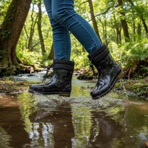 Belle Pluie - Kadın Konçlu Yağmur Çizmesi - MOR - 36