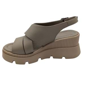 Leggero - Kadın Dolgu Topuklu Sandalet - VİZON - 40