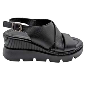 Leggero - Kadın Dolgu Topuklu Sandalet - SİYAH - 40