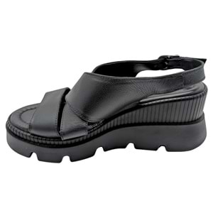 Leggero - Kadın Dolgu Topuklu Sandalet - SİYAH - 40