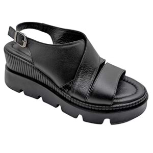 Leggero - Kadın Dolgu Topuklu Sandalet - SİYAH - 40