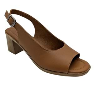 Sabbia - Kadın Topuklu Sandalet - TABA - 40