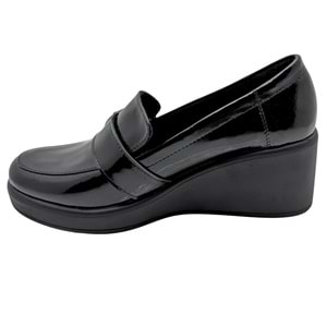 Qymara | Hakiki Deri Dolgu Topuklu Loafer - ÇİĞDEM KUNDURA - Qymara - SİYAH-RUGAN - 40