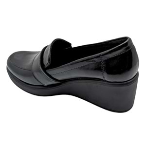 Qymara | Hakiki Deri Dolgu Topuklu Loafer - ÇİĞDEM KUNDURA - Qymara - SİYAH-RUGAN - 40