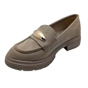 Seraphiel | Kadın Hakiki Deri Topuklu Loafer - ÇİĞDEM KUNDURA - Seraphiel - BEJ - 40