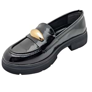 Seraphiel | Kadın Hakiki Deri Topuklu Loafer - ÇİĞDEM KUNDURA - Seraphiel - SİYAH-RUGAN - 40