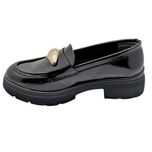 Seraphiel | Kadın Hakiki Deri Topuklu Loafer - ÇİĞDEM KUNDURA - Seraphiel - SİYAH-RUGAN - 40
