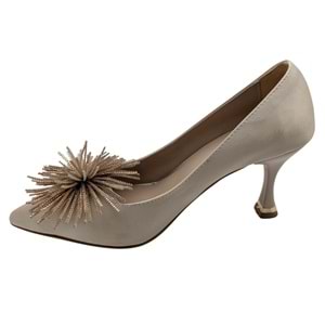 Zorva | Taş İşlemeli Stiletto Ayakkabı - ÇİĞDEM KUNDURA - Zorva - BEJ - 40