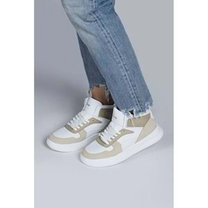 Jump - 29100 | Kadın High-Top Sneaker - BEYAZ-VİZON - 40