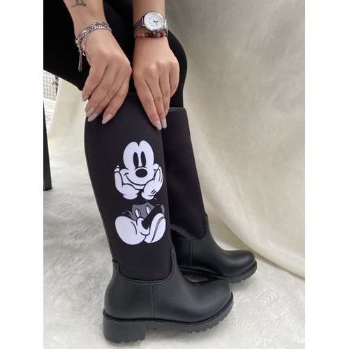 ÇİĞDEM MICKEY MOUSE LASTİK ÇİZME - SİYAH-BEYAZ-GRİ - 36 - ST00615-SİYAH-BEYAZ-GRİ -36