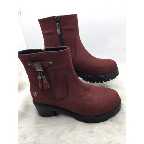 ÇİĞDEM BORDO GERÇEK CRAYZ DERİ KISA BOT (B8A) - BORDO - 36 - ST01497-BORDO-36