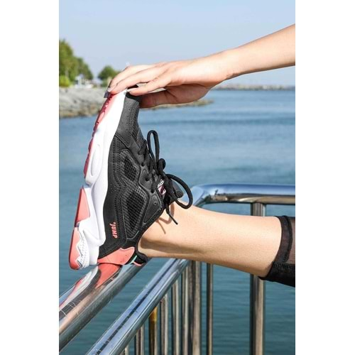 JUMP 24711 B-BLACK/SALMON KADIN SPOR YÜRÜYÜŞ AYAKKABISI - SİYAH-SOMON - 36 - ST02111-SİYAH-SOMON-36