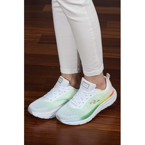 JUMP 28052 A-WHITE-YELLOW-MINT KADIN SPOR AYAKKABI - BEYAZ - 40 - ST02142-BEYAZ-40