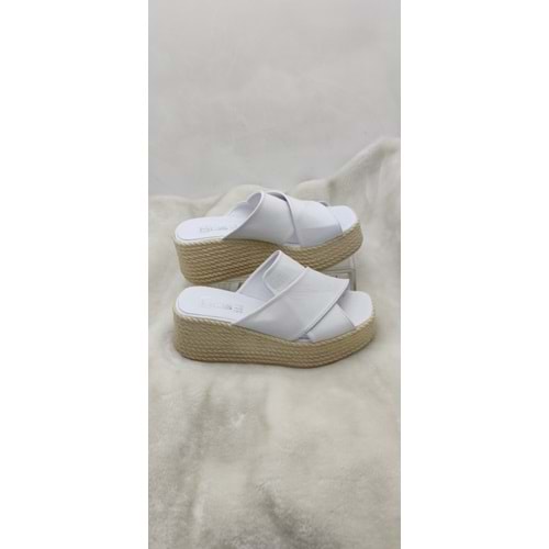ÇİĞDEM GERÇEK DERİ DOLGU TOPUK TERLİK(blsDT3A) - BEYAZ - 38 - ST02549-12875