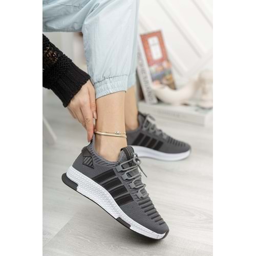 ÇİĞDEM ÇOK RAHAT SÜS BAĞLI FİLELİ SNEAKER AYAKKABI(AXS) - füme-beyaz-siyah - 37