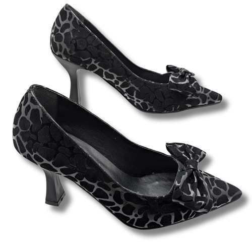 Mancharela Kadın Leopar Desenli Stiletto Ayakkabı - Mancharela - SİYAH-BEYAZ - 37