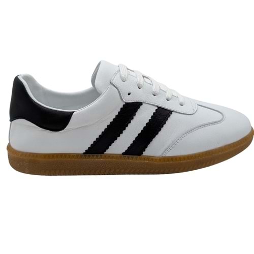 Glisten | Kadın Hakiki Deri Ortopedik Sneaker - BEYAZ-SİYAH - 37