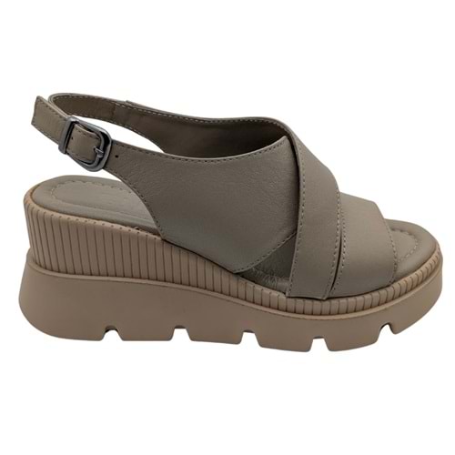 Leggero - Kadın Dolgu Topuklu Sandalet - VİZON - 40
