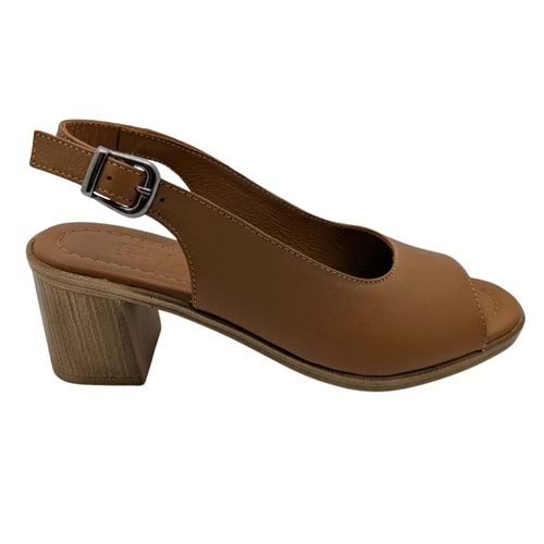 Sabbia - Kadın Topuklu Sandalet - TABA - 40