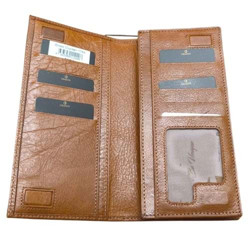Grande - 1764 | Hakiki Deri Unisex Telefon Hazneli Cüzdan - TABA - STANDART