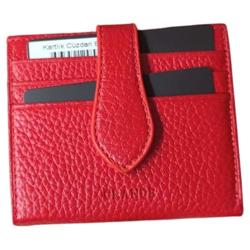 GRANDE - 800 | Hakiki Deri Unisex Cüzdan & Kartlık - KIRMIZI - STANDART