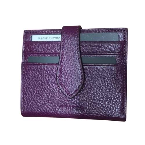 GRANDE - 800 | Hakiki Deri Unisex Cüzdan & Kartlık - MOR - STANDART