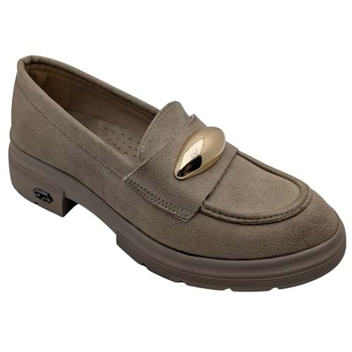 Seraphiel | Kadın Hakiki Deri Topuklu Loafer - ÇİĞDEM KUNDURA - Seraphiel - BEJ - 40