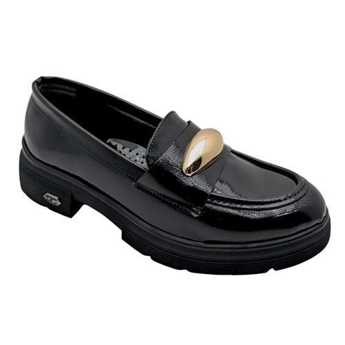 Seraphiel | Kadın Hakiki Deri Topuklu Loafer - ÇİĞDEM KUNDURA - Seraphiel - SİYAH-RUGAN - 40