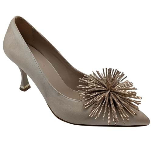 Zorva | Taş İşlemeli Stiletto Ayakkabı - ÇİĞDEM KUNDURA - Zorva - BEJ - 40
