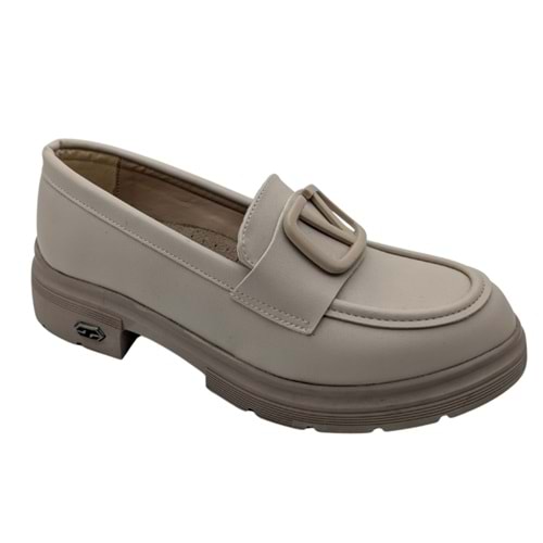 Kvorn | Kadın Topuklu Loafer Ayakkabı - BEJ - 40