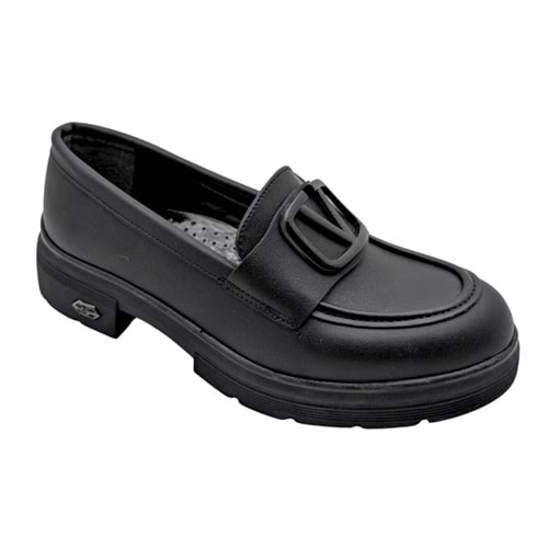 Kvorn | Kadın Topuklu Loafer Ayakkabı - SİYAH - 40