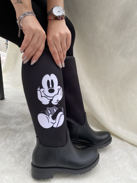 ÇİĞDEM MICKEY MOUSE LASTİK ÇİZME - SİYAH-BEYAZ-GRİ