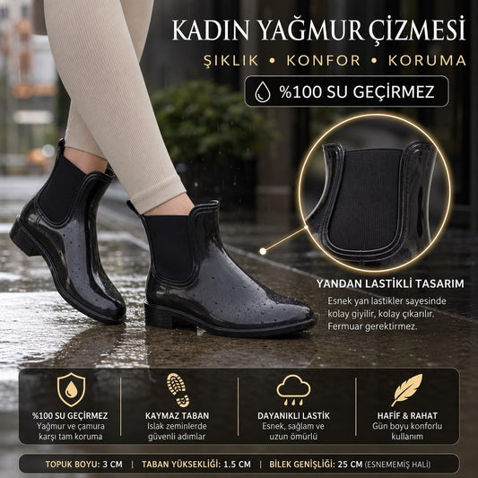 ÇİĞDEM LASTİK ÇİZME - SİYAH