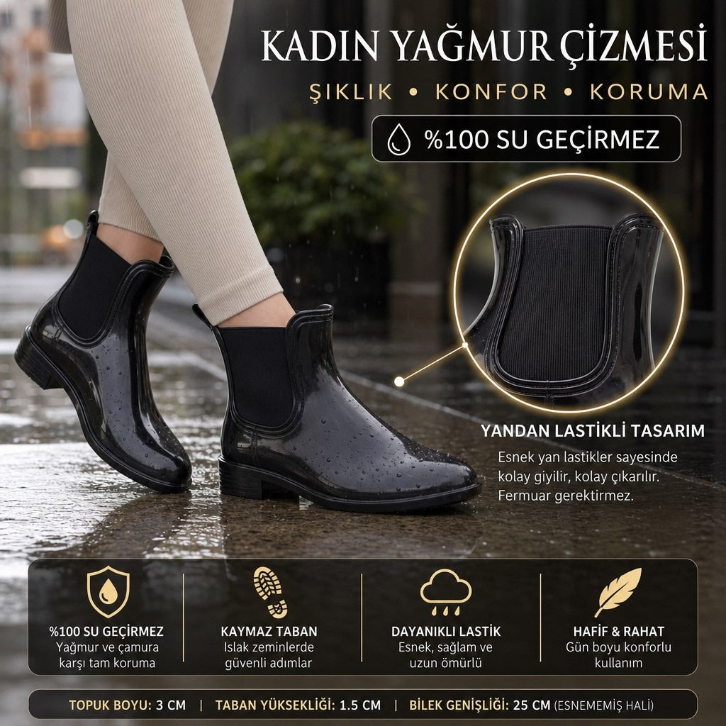 ÇİĞDEM LASTİK ÇİZME - SİYAH