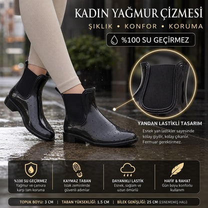 ÇİĞDEM LASTİK ÇİZME - SİYAH