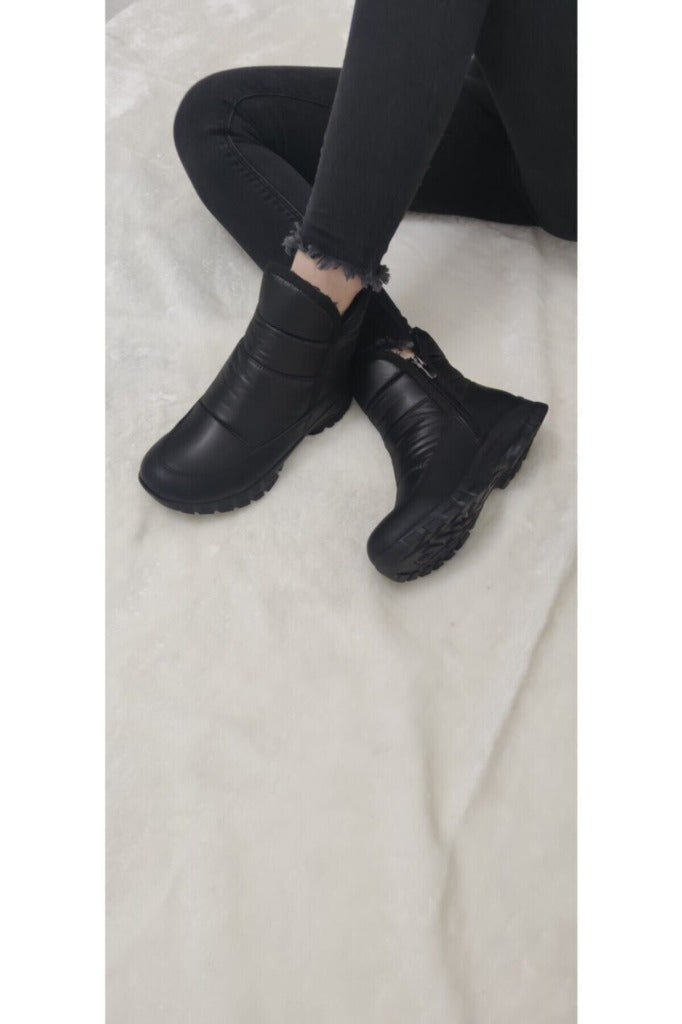 Çiğdem Kar Botu KAR 1 Unisex - SİYAH-KISA-FERMUARLI-ARMALI