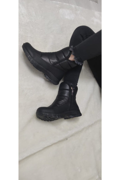 Çiğdem Kar Botu KAR 1 Unisex - SİYAH-KISA-FERMUARLI-ARMALI