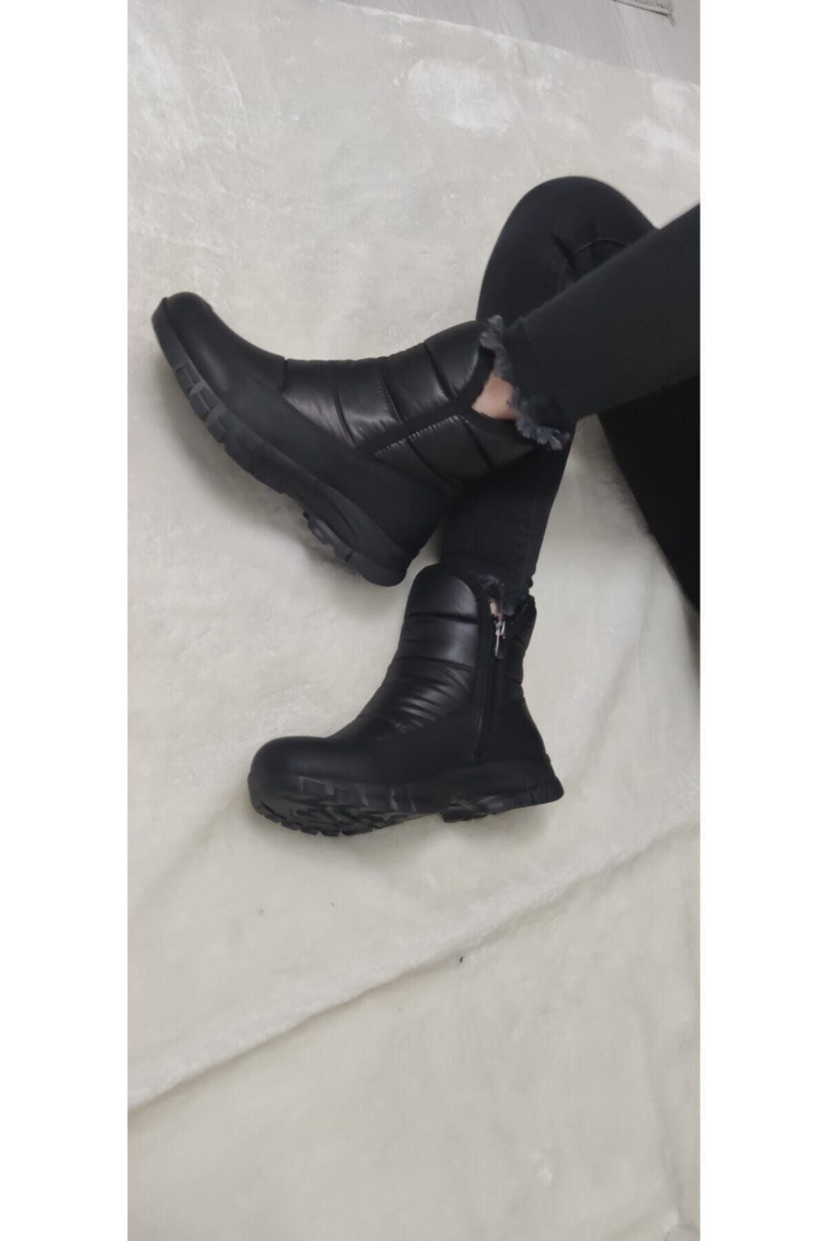 Çiğdem Kar Botu KAR 1 Unisex - SİYAH-KISA-FERMUARLI-ARMALI - SİYAH-KISA-FERMUARLI-ARMALI-ERKEK
