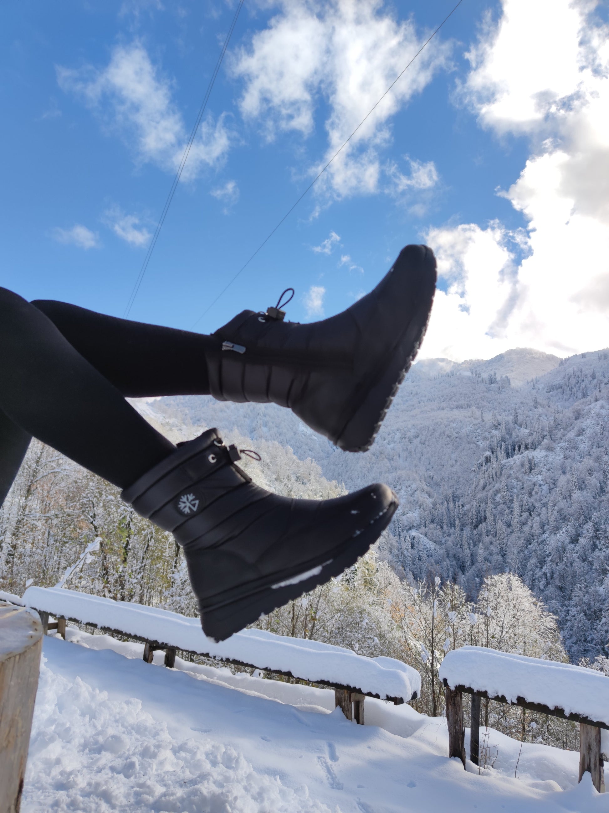 Çiğdem Kar Botu Unisex - KAR 8 - SİYAH-YANDAN-FERMUARLI