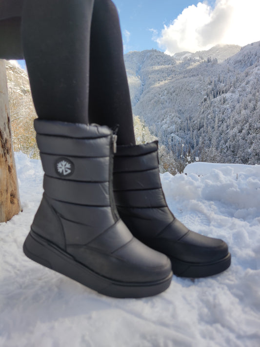 Çiğdem Kar Botu Unisex - KAR 9 - SİYAH-ÖNDEN-FERMUARLI