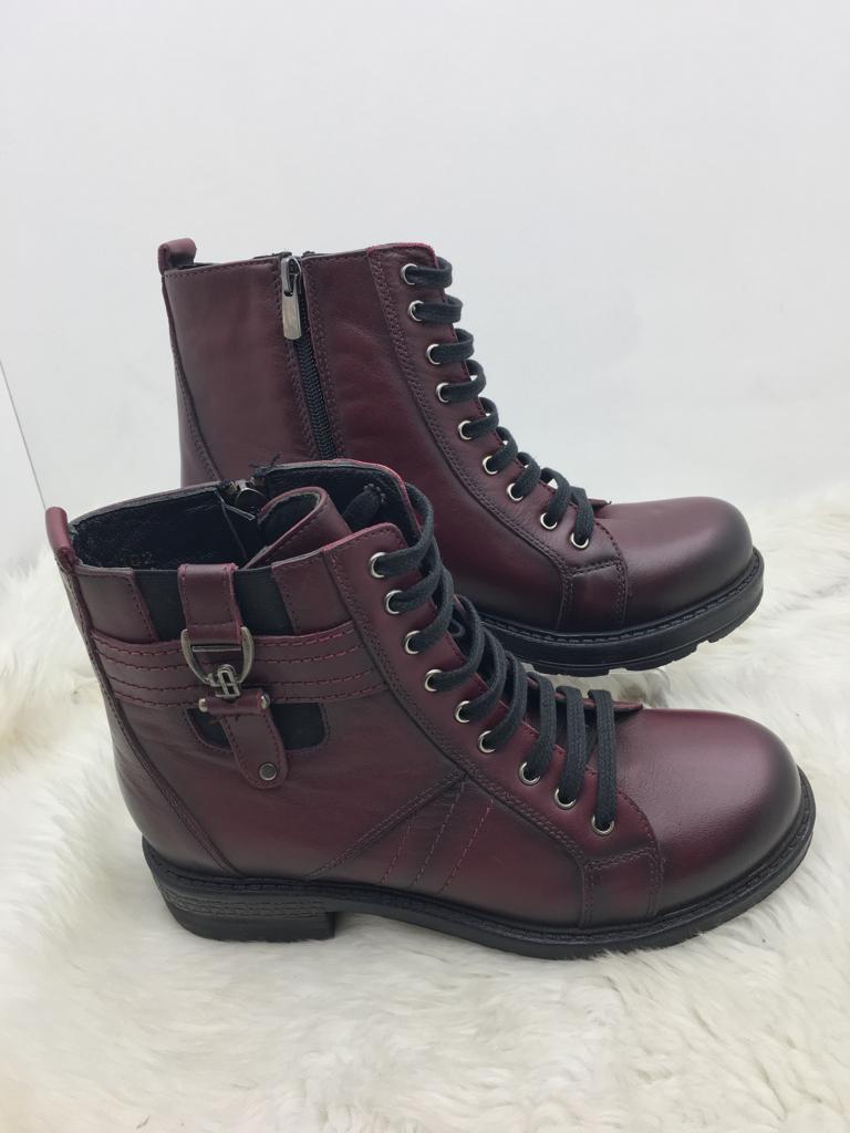 ÇİĞDEM BORDO GERÇEK DERİ KISA POSTAL BOT (LDYWST B1A) - BORDO